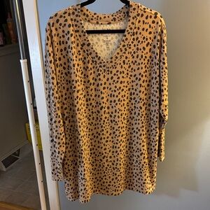 croft & barrow tan and black leopard long sleeve top